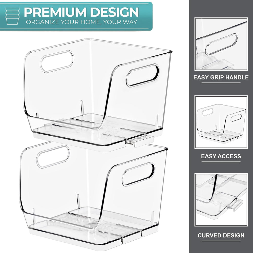 Sorbus Clear Pantry Organizer with Stackable Storage Bins, Open Front