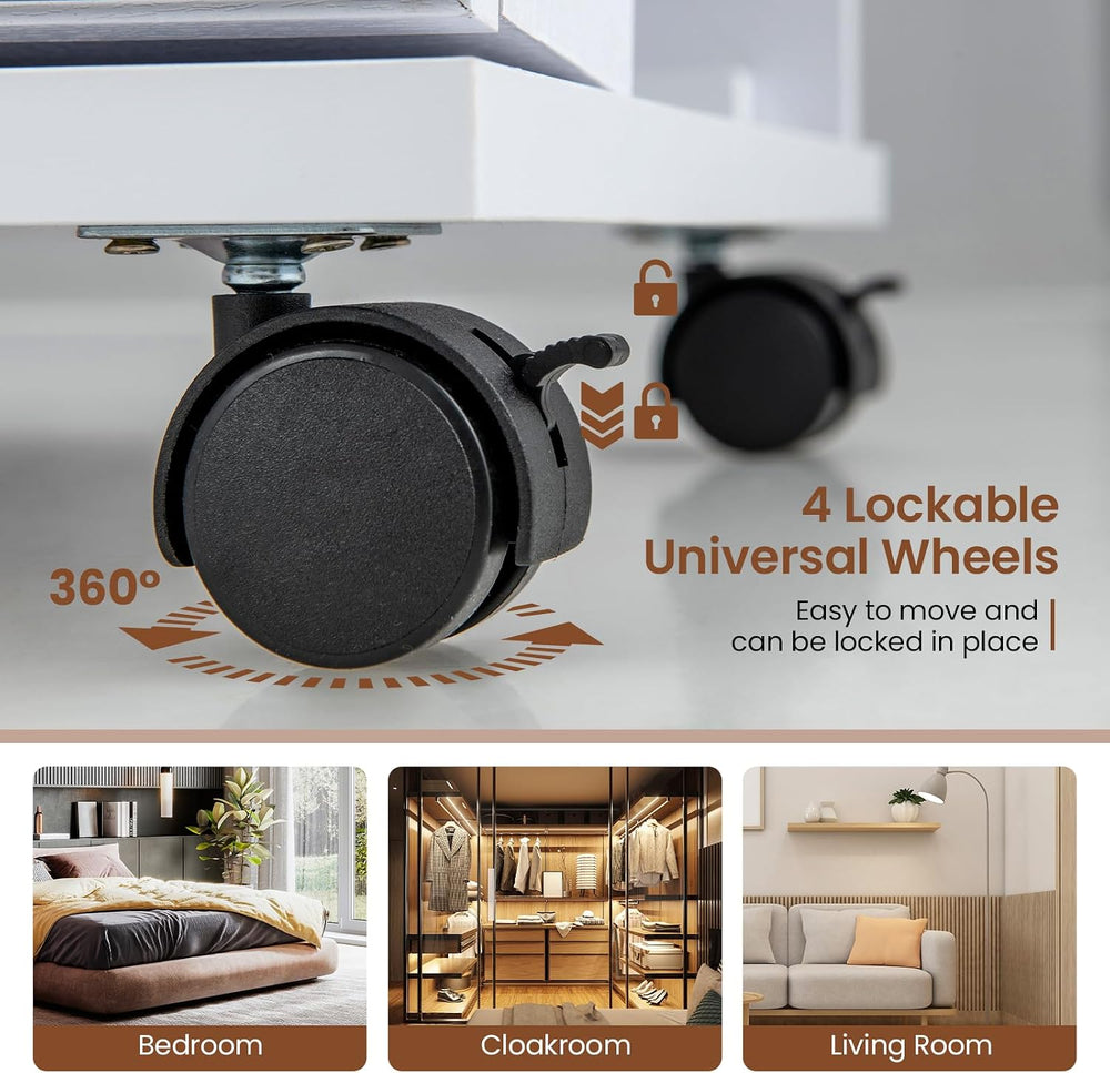 LOKO 360° Rotating Jewelry Organizer, Lockable Jewelry Armoire (White)