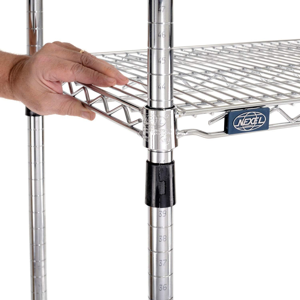 Nexel Adjustable Wire Shelving Unit, 4 Tier, Commercial Dry Storage Rack, 18&...