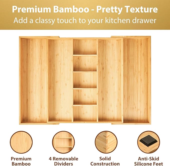 Umilife Extra Large Expandable Kitchen Drawer Organizer