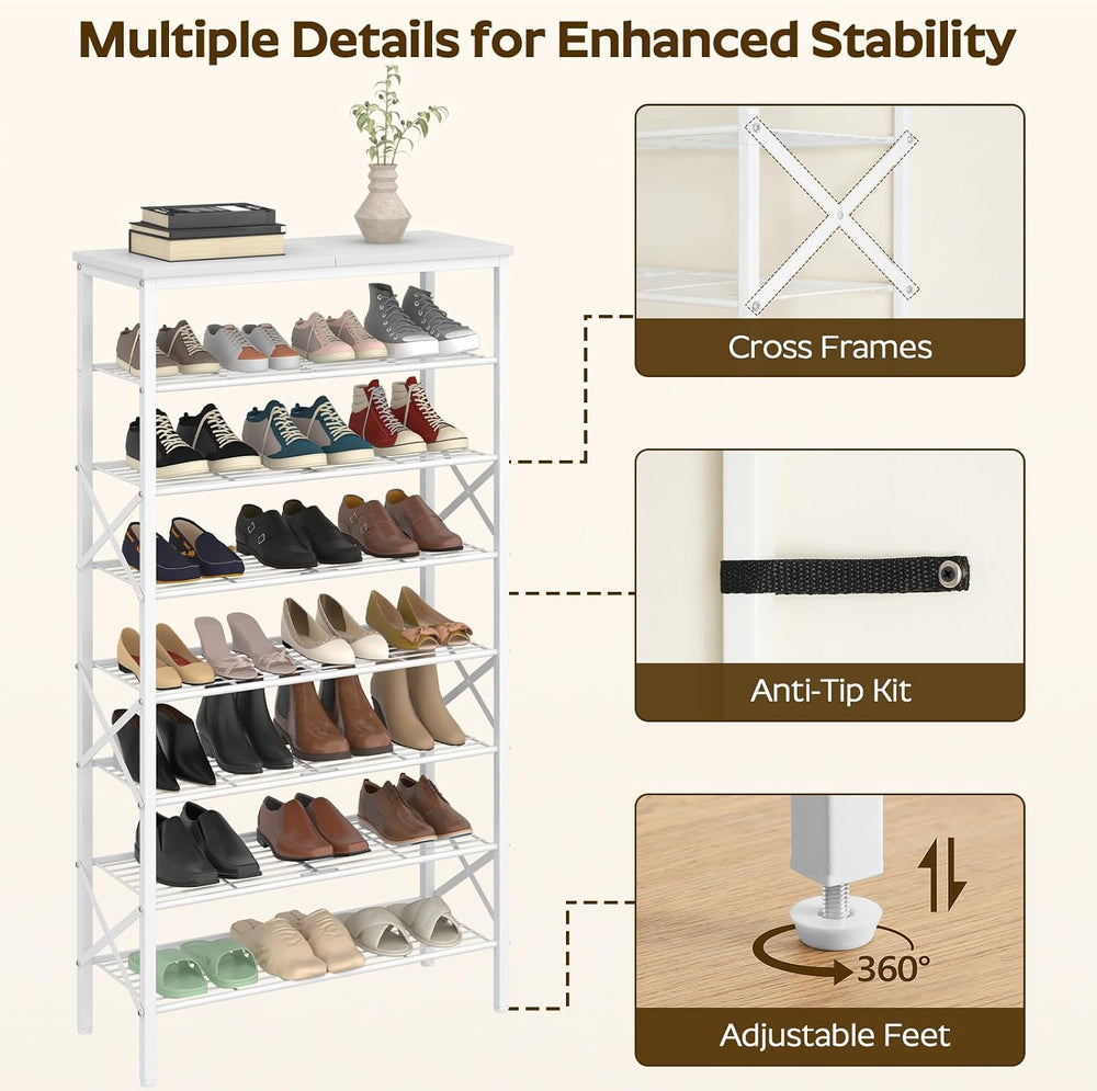YATINEY 8 Tier Shoe Rack, Shoe Storage Organizer, Large Capacity Shoe Shelf H...