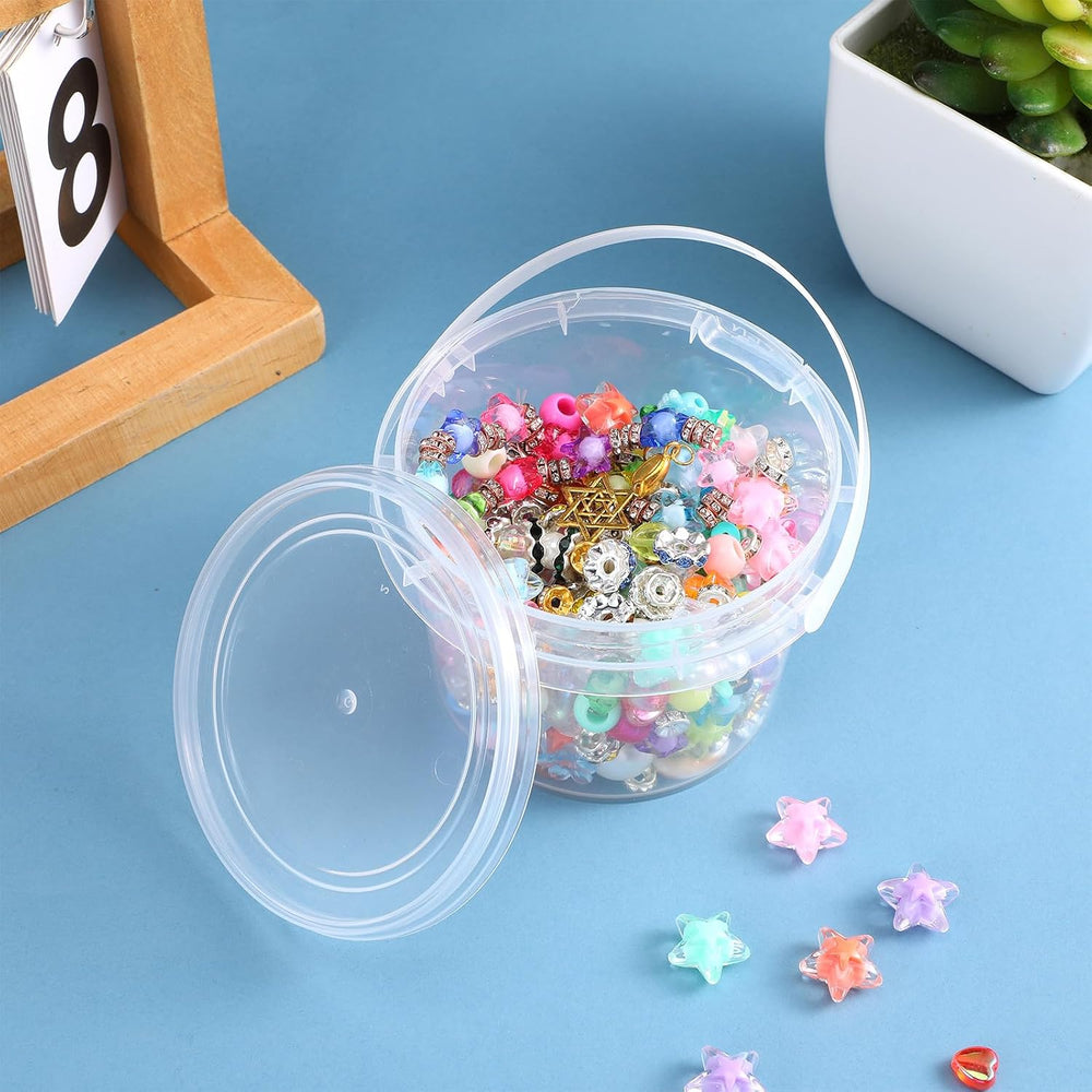 50 PCS Slime Containers with Lids and Handles, Plastic 300ml Storage Bucket C...