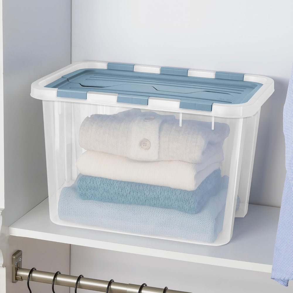 Sterilite Hinged Lid Storage Box, Plastic Container, 30 Quart, 6-Pack