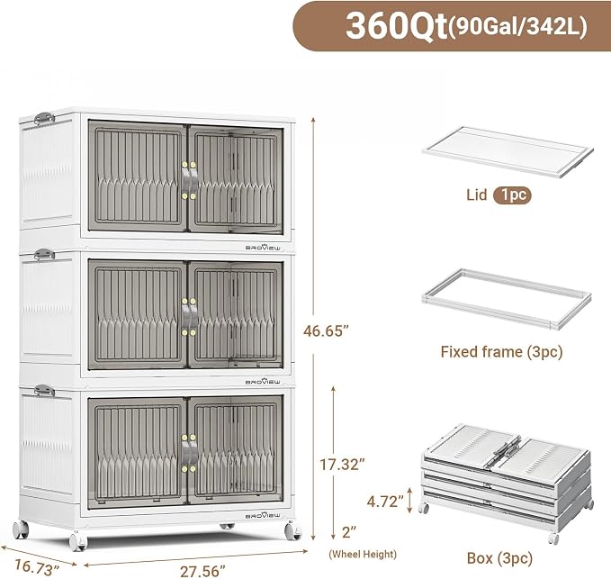 BROVIEW 360Qt Stackable Storage Bins