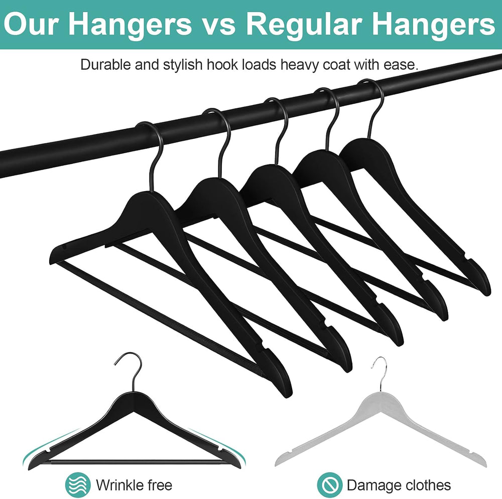 20 Pack Wooden Hangers — Premium Solid Wood Suit & Coat Hangers with Non-...