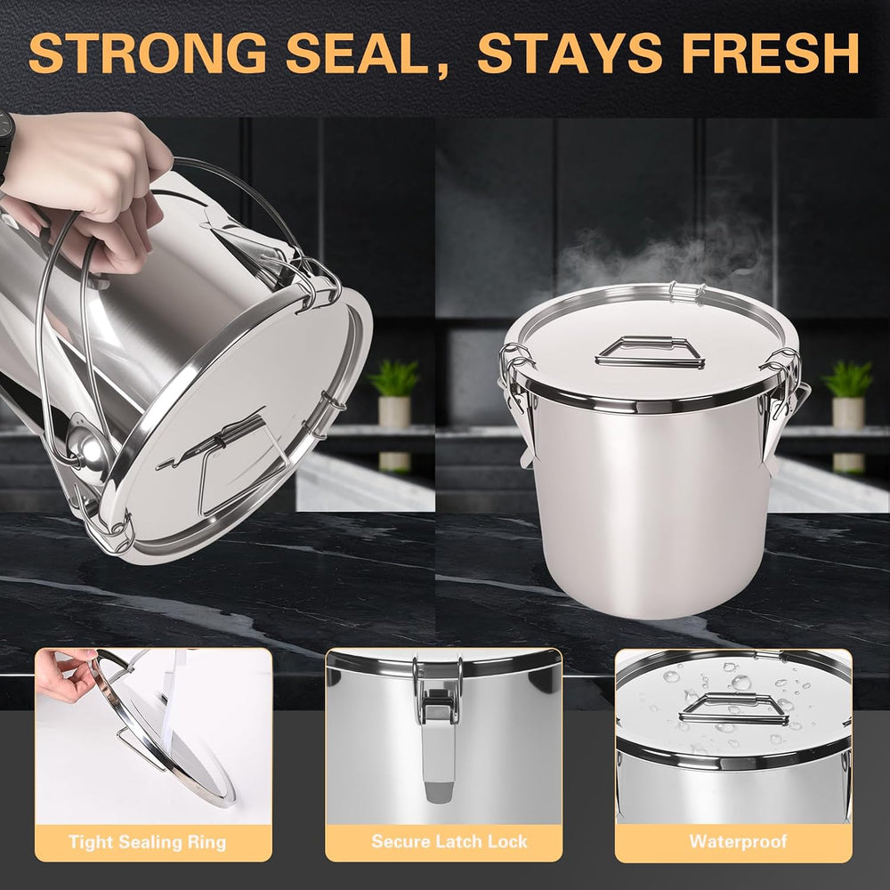 21L/5.6GAL and 12L/3.2GAL Stainless Steel Airtight Canister, Food Storage Can...
