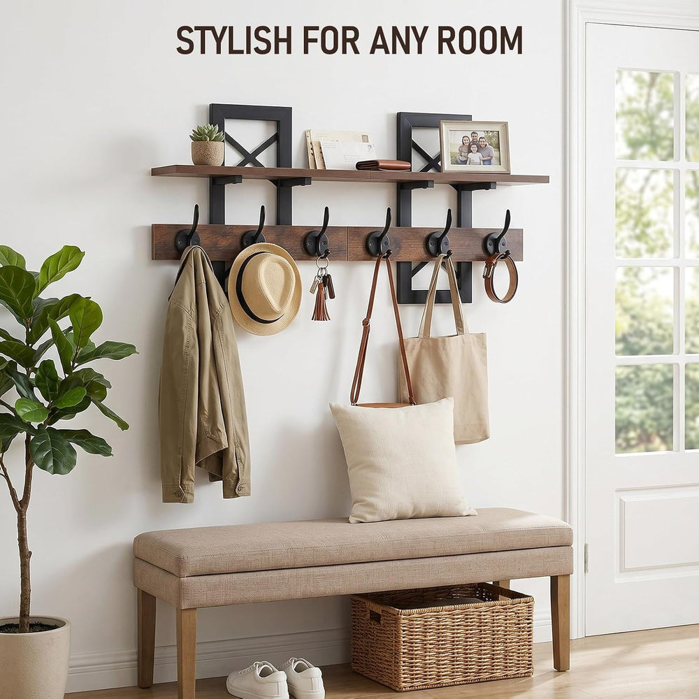 33.86" Wall Mounted Coat Rack with Shelf, Heavy Duty Entryway Wall Organ...