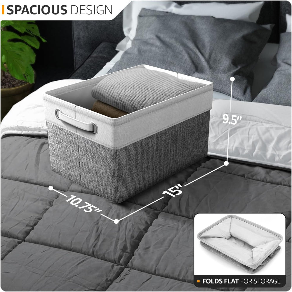 Sorbus Storage Baskets for Shelves, Foldable Organizer (Gray White, 6 Pack)