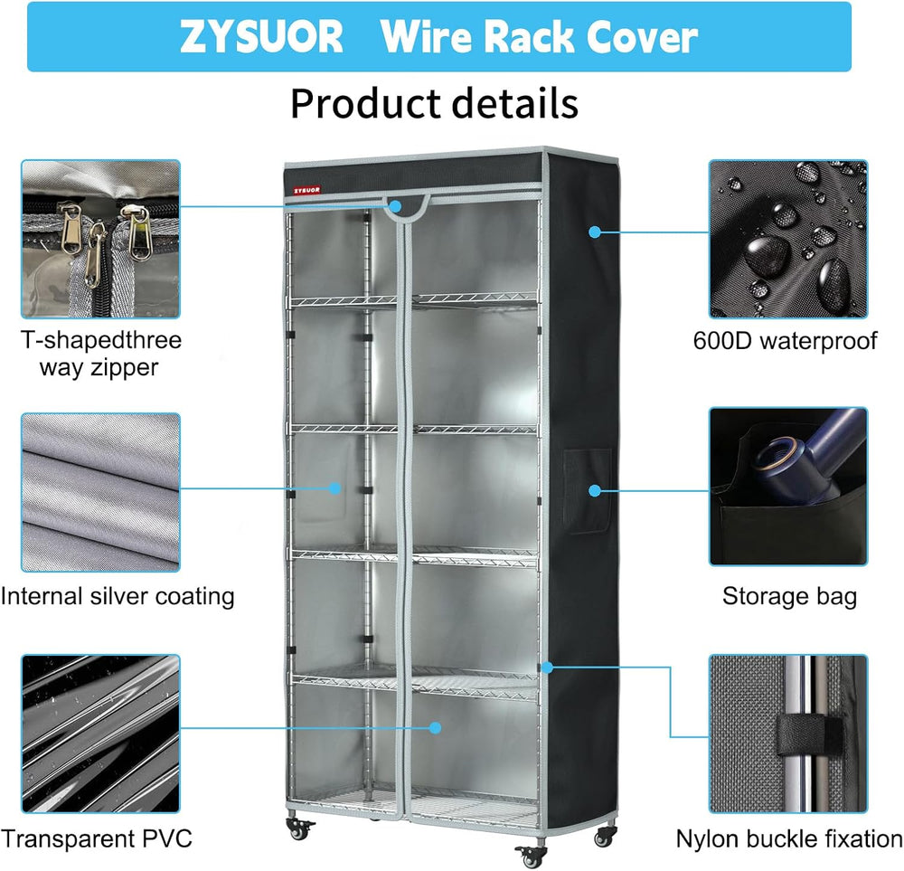 Shelf Cover Wire Shelving Rack Dust Cover, Fits 36"Wx14"Dx54"H