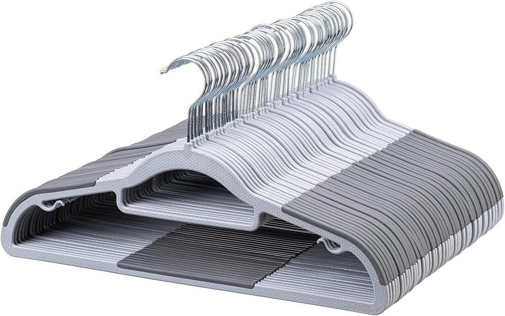 Heavy Duty Plastic Hangers 50 Pack, Non Slip Clothes Hangers with Rubber Pads...
