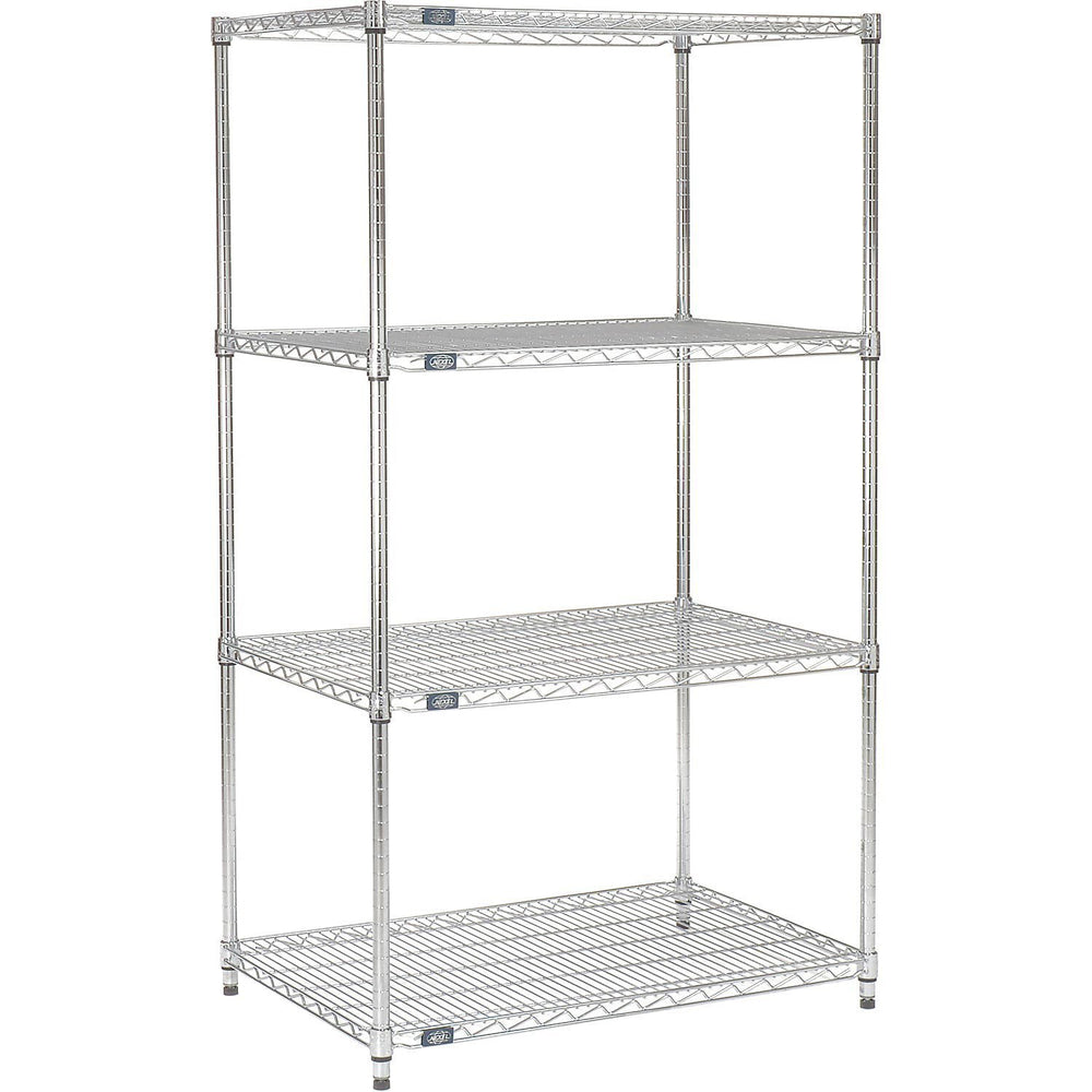 Nexel 14" x 48" x 63", 4 Tier Adjustable Wire Shelving Unit, N...