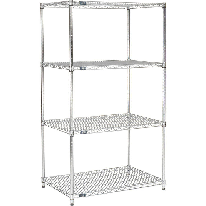 Nexel 14" x 48" x 63", 4 Tier Adjustable Wire Shelving Unit, NSF Listed Commercial Storage Rack, Chrome Finish, leveling feet