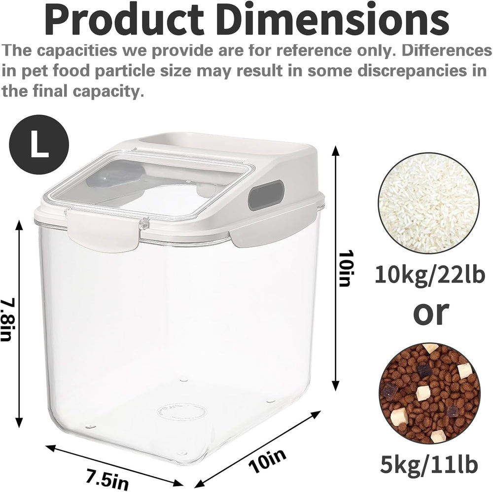 Fhiny 11LB Dog Food Storage Container, Airtight Pet Treat Bin Translucent Dry...