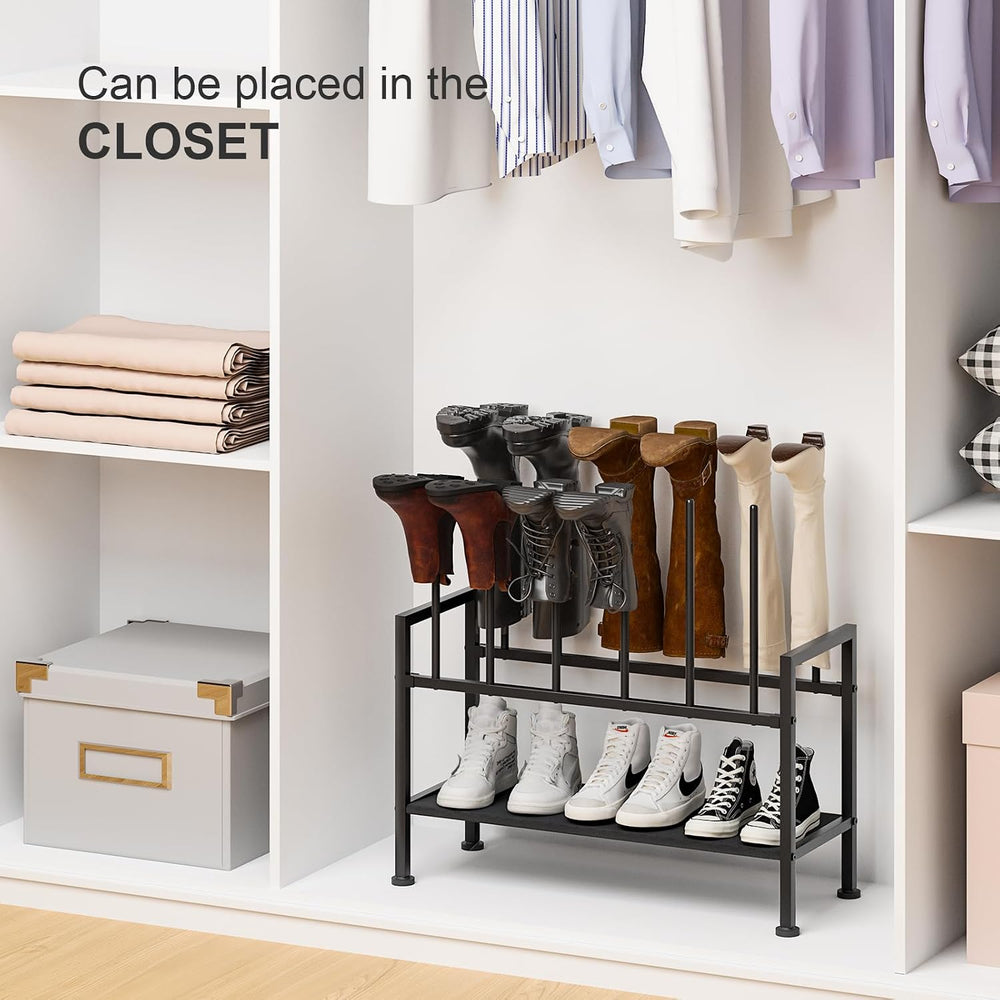 DIMJ Free Standing Shoe Racks - 3-Tier Boot Rack, Black Metal Storage Organiz...