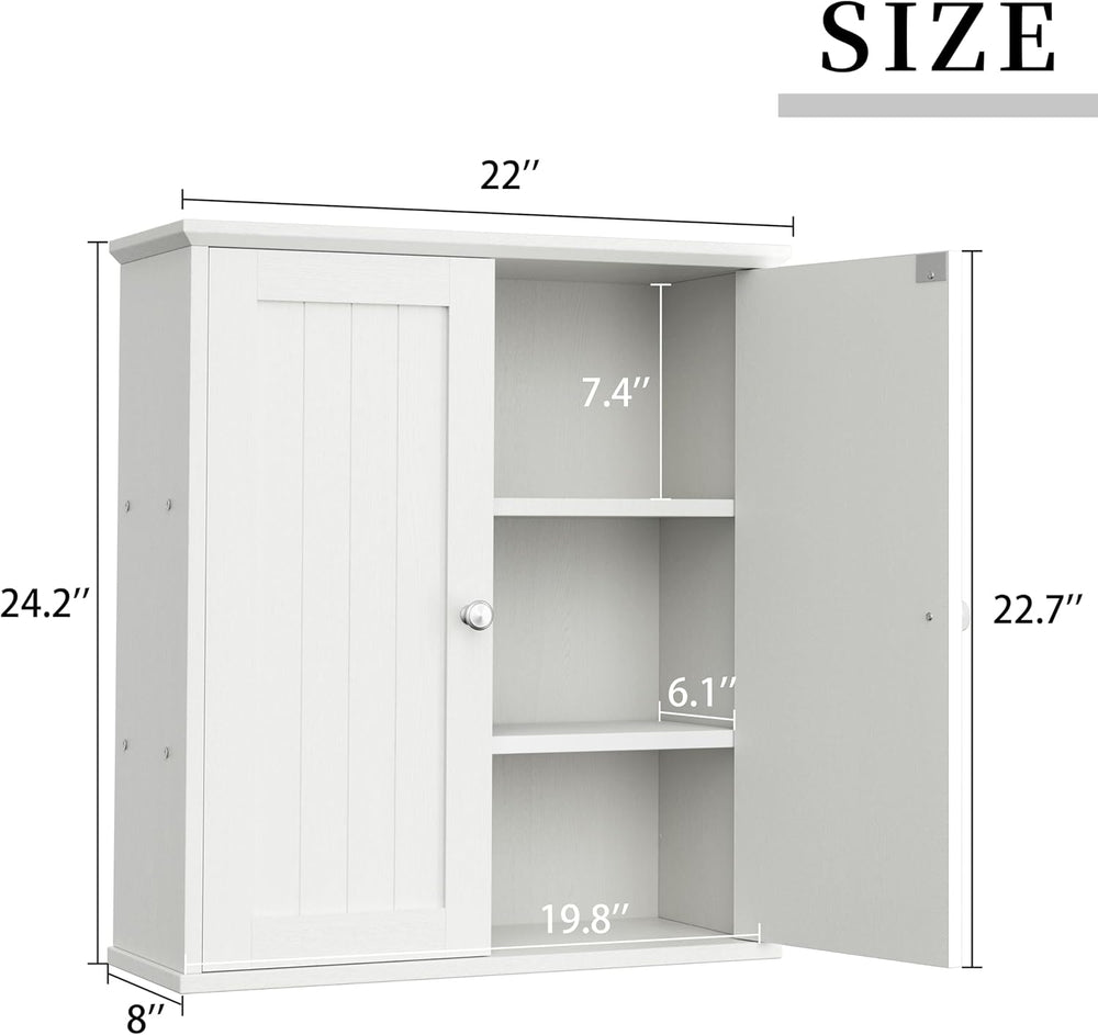 Shintenchi Bathroom Wall Medicine Cabinet, Over The Toilet Storage, White