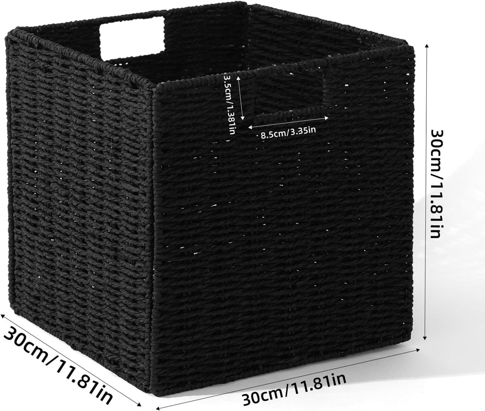 12x12x12in Wicker Basket for Storage,Set of 2 Hand-Woven Paper Rope Wicker Ba...