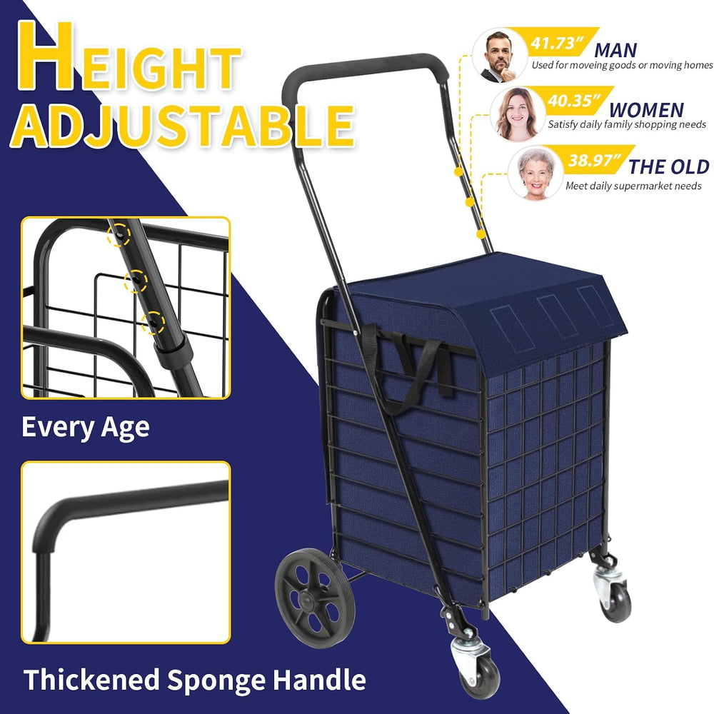 Kiffler Foldable Shopping Cart with Waterproof Basket Liner & 360° Swivel...