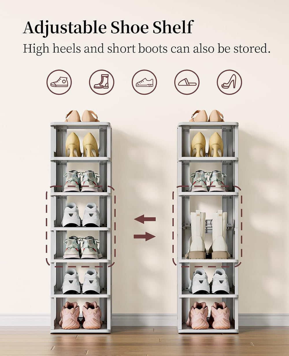 HAIXIN 10 Tier Narrow Shoe Rack, Compact Closet Shoe Shelves