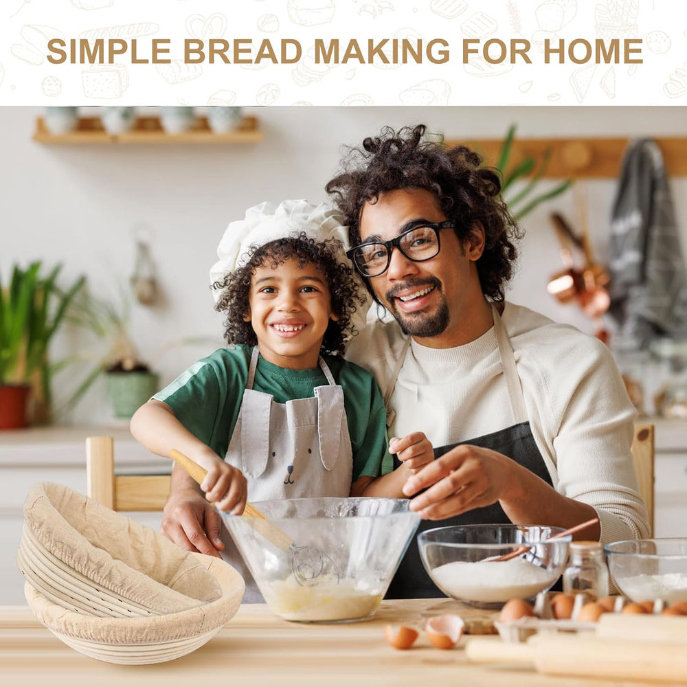 TNELTUEB Bread Proofing Basket Set, Incl 10'' Round & 9.6'