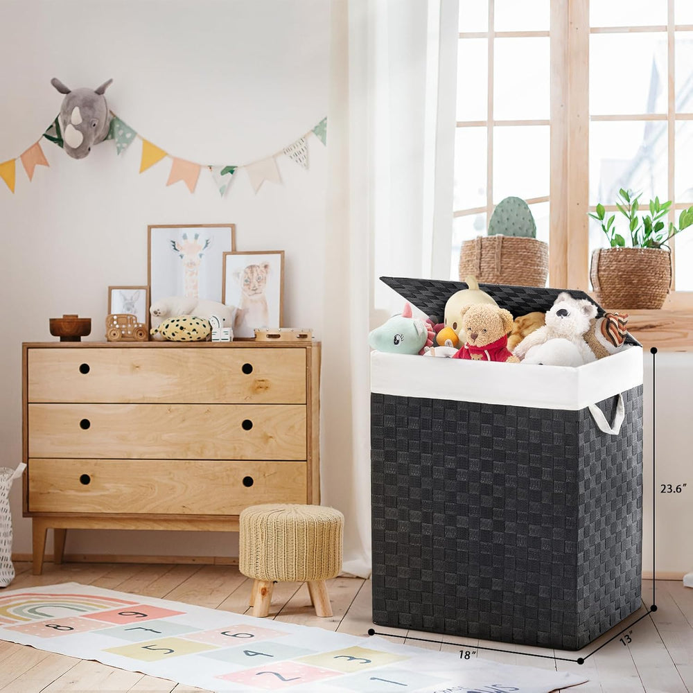 YOUDENOVA Handwoven Laundry Basket Hamper with Removable Liner Bag and Lid