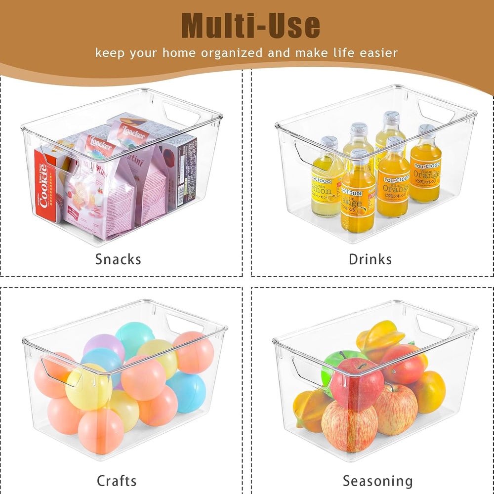 Freebat 12 Pack Clear Storage Bins with Lids, 7 Quart Pantry Organizer Bins