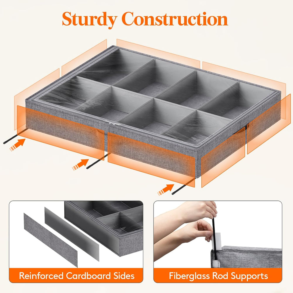 Lifewit Under Bed Shoe Storage Organizer Fits 8 Pair Sneakers, 4.3 Inches Tal...