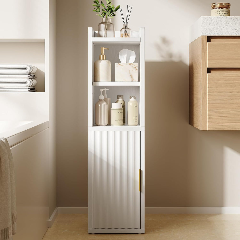 Yoobure Fluted Small Bathroom Storage Cabinet, Narrow Toilet Paper Cabinets