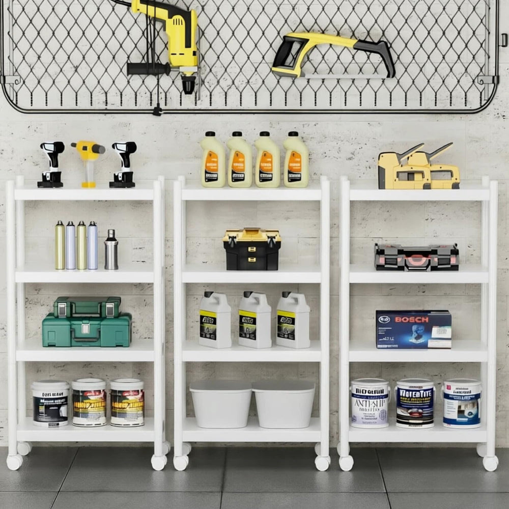VETALLO 4 Tier White Metal Shelving Unit Storage Shelves Rack Utility Stand S...