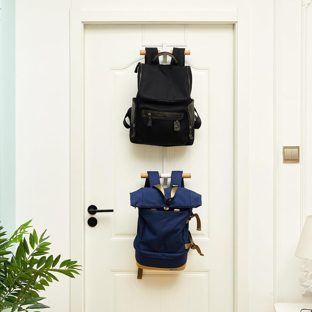 Over The Door Backpack Hanger, 2 Tiered Metal Storage Rack Backpacks Hooks