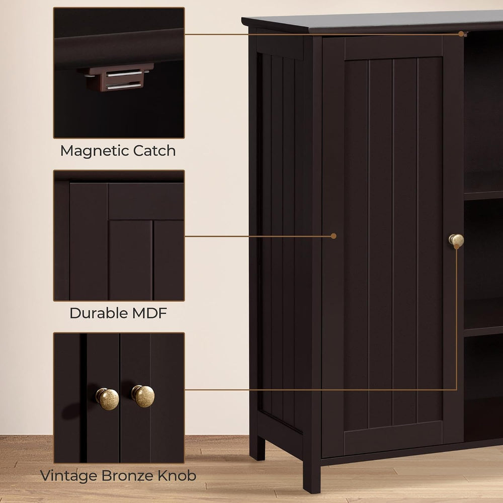 Yaheetech Small Bathroom Storage Cabinet for Towels with 2 Doors, Espresso