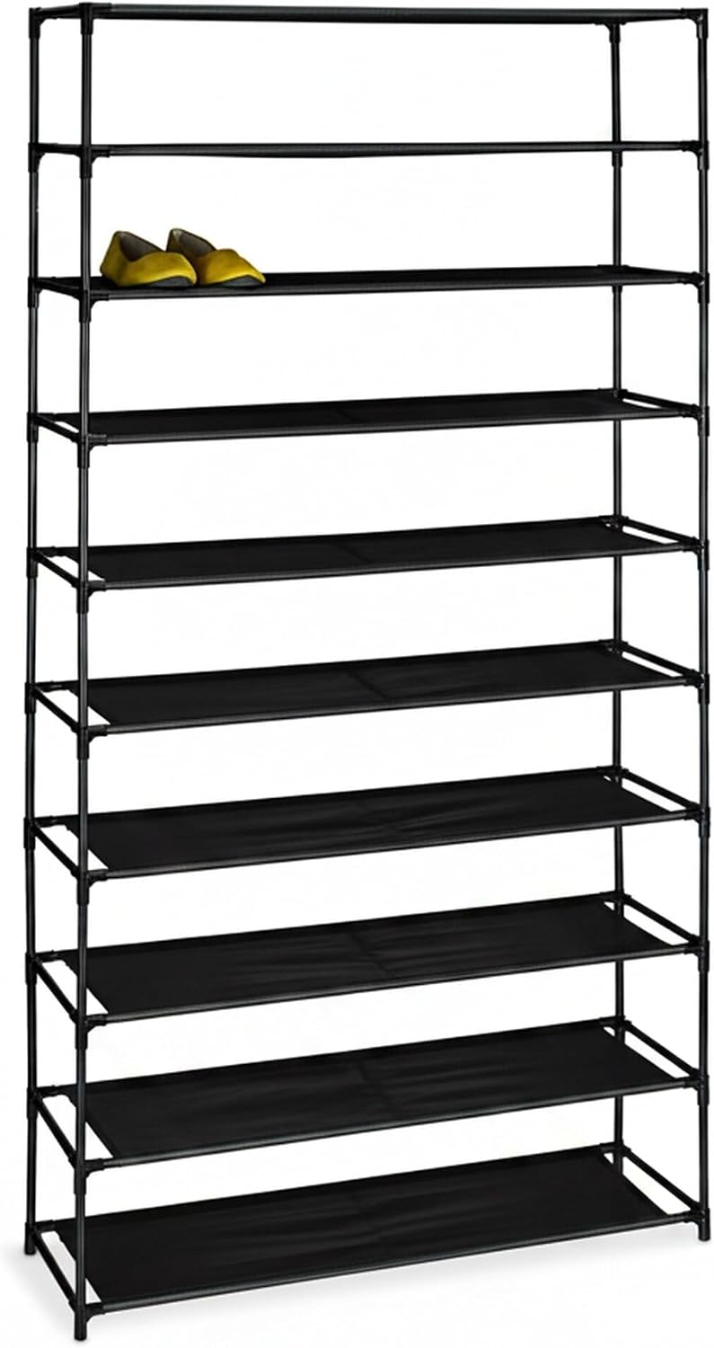 Relaxdays Shoe Rack, Levels, Metal Frame, Fabric, Plug Together, Organisation...