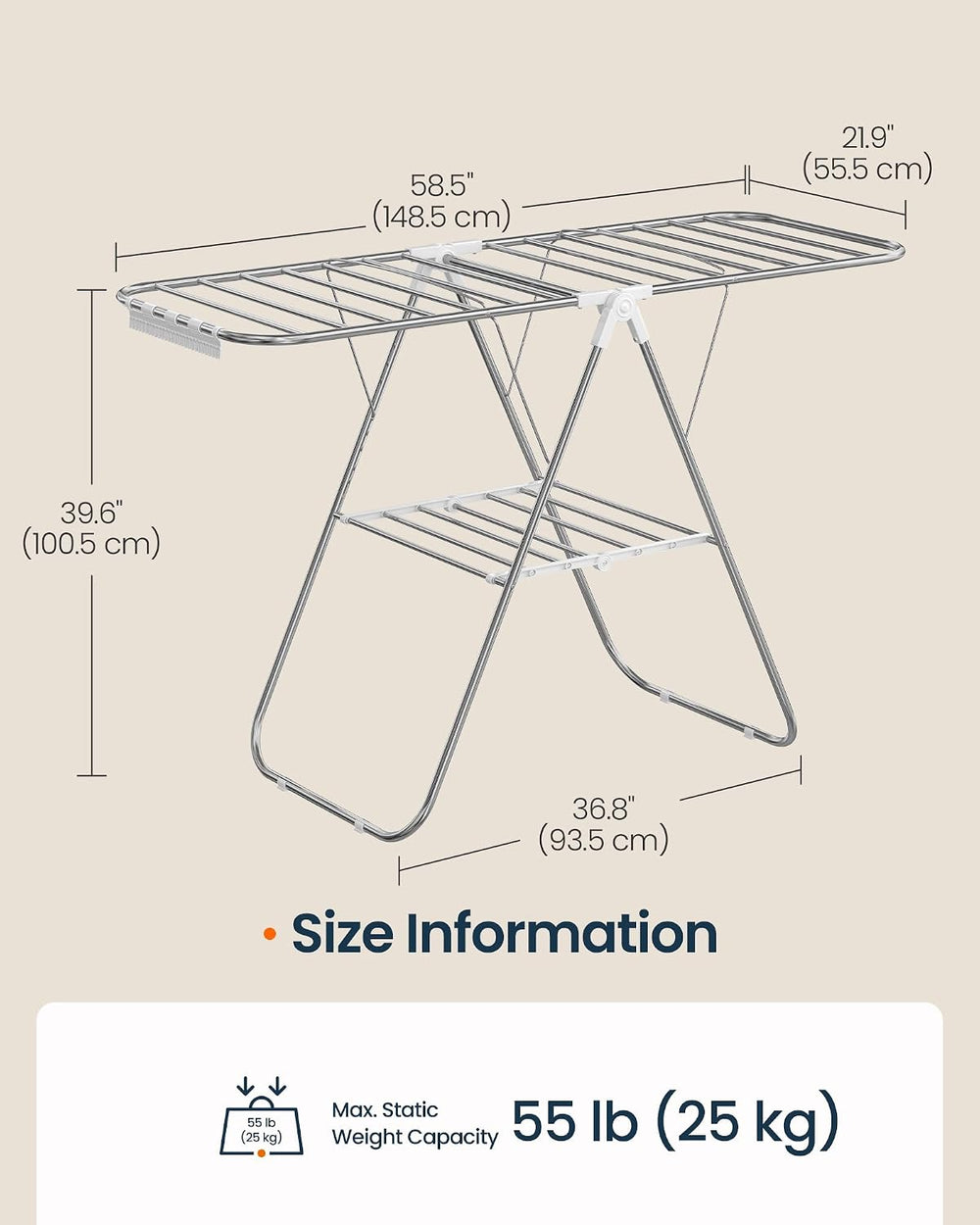 SONGMICS HOME Clothes Drying Rack with Wings, Foldable Laundry Rack with Sock...