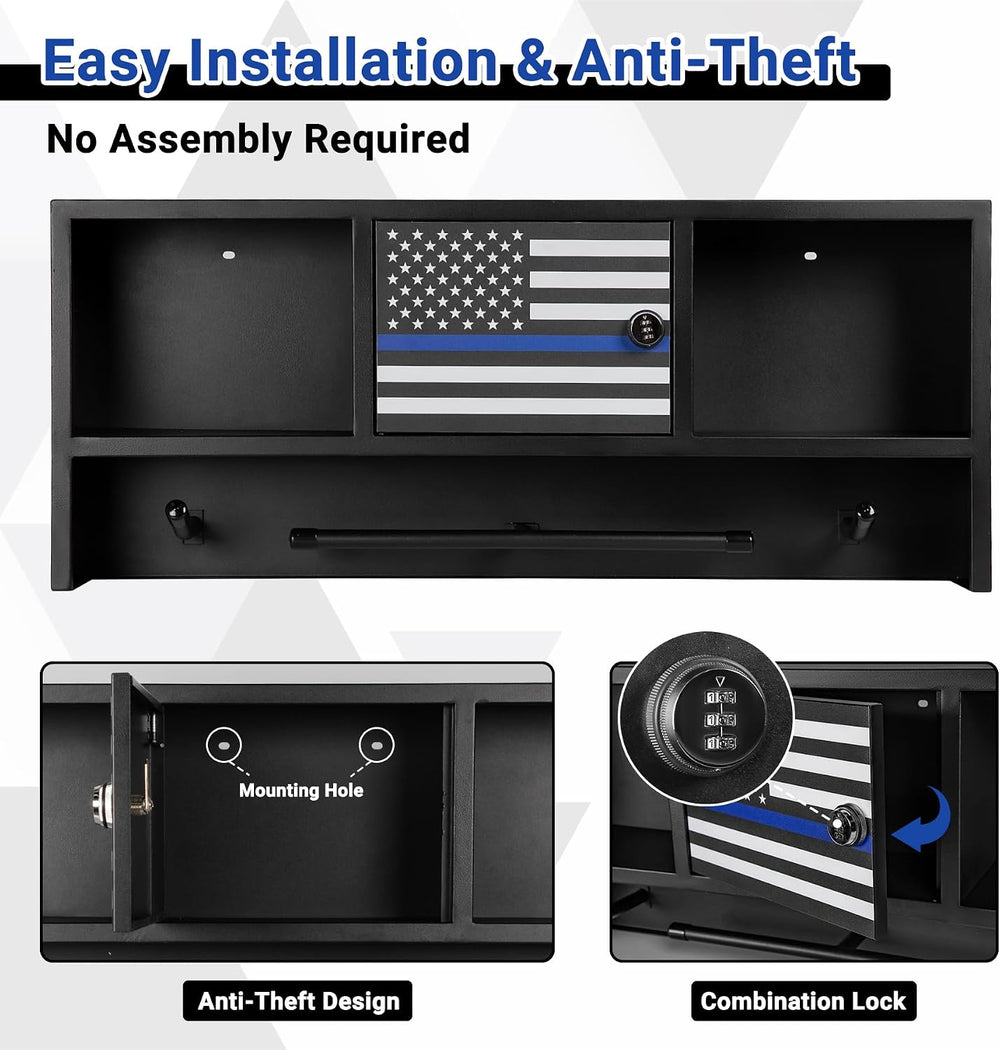 Neoaider Wall Mounted Police Gear Rack 36” x 4” x 15”, Police Hanger