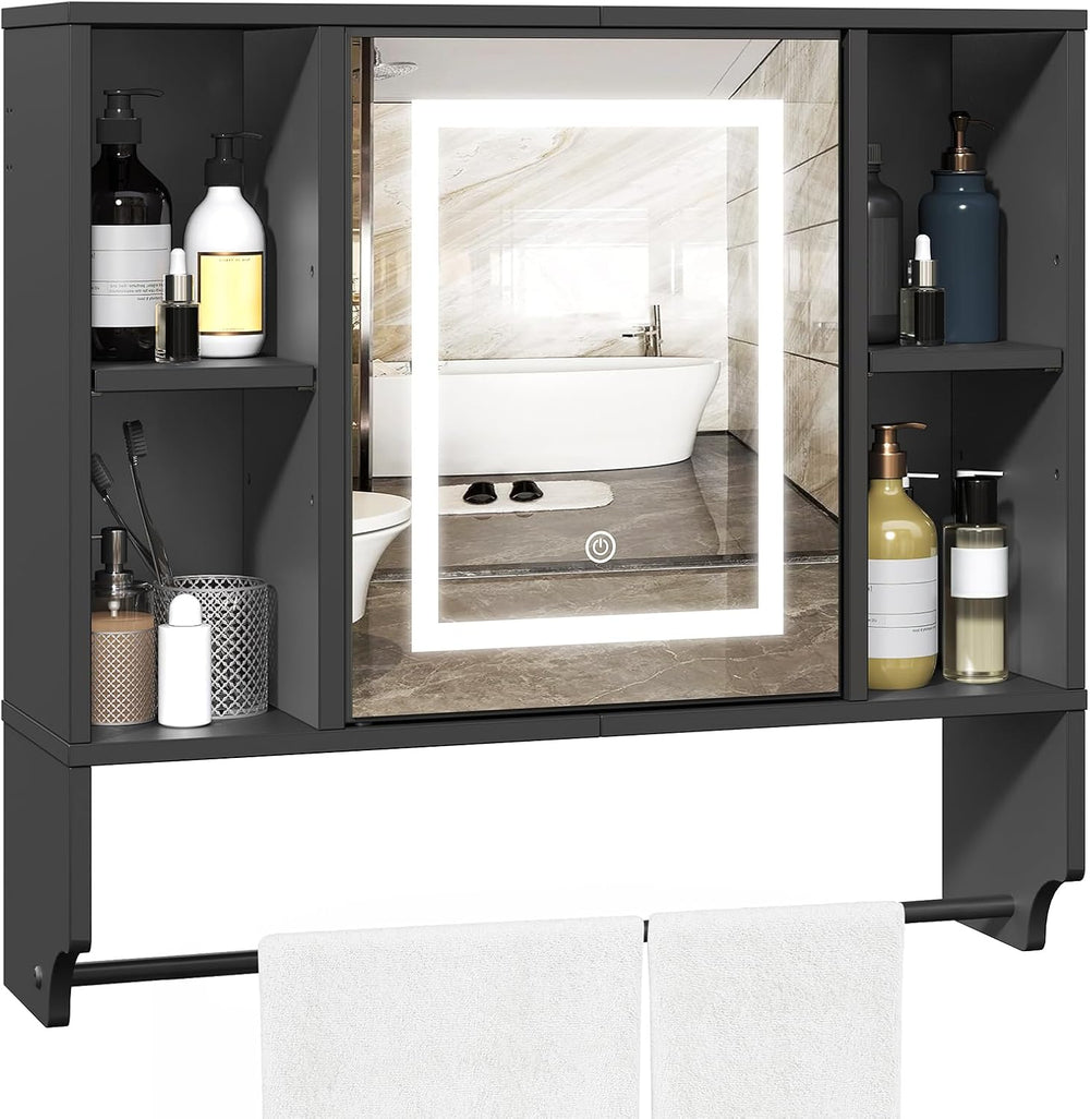 MAHANCRIS Bathroom Wall Cabinet with Mirror, Wall Mounted Medicine Cabinet wi...