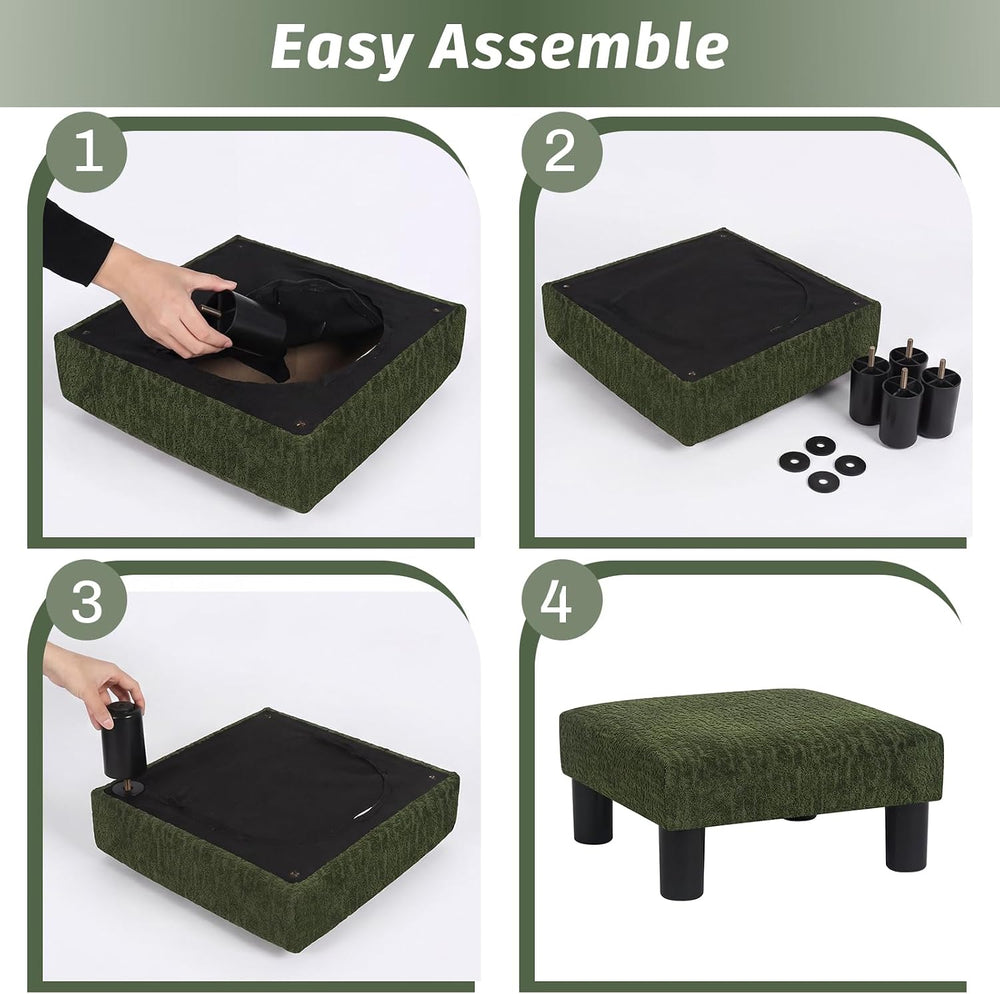 Joveco Small Foot Rest Stool Ottoman, 3D Velvet Square Upholstered Footstool ...