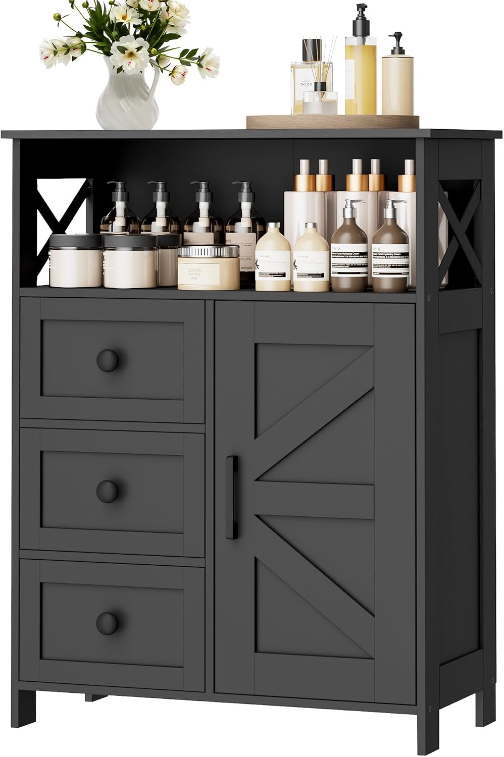 Homhedy Bathroom Storage Cabinet with 3 Drawers, Toilet Paper Cabinet