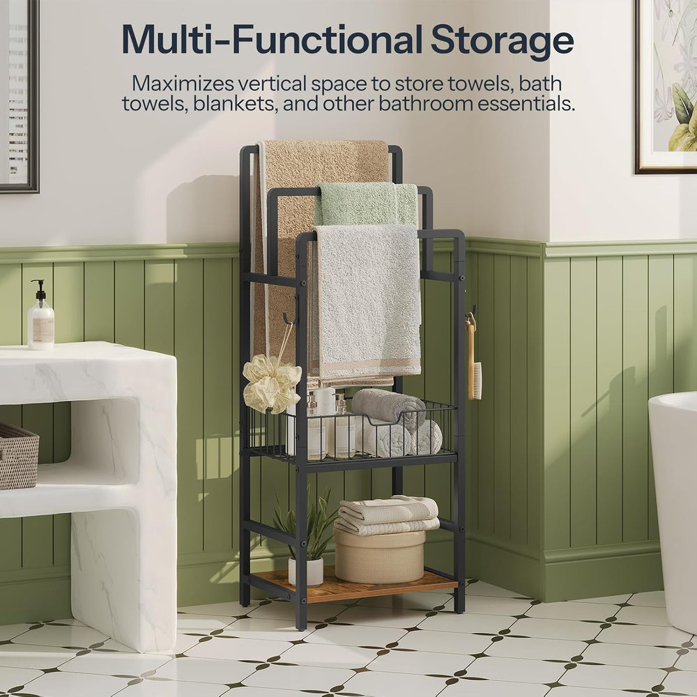 HOOBRO 3-Tier Freestanding Towel Rack with Storage Shelf for Bathroom