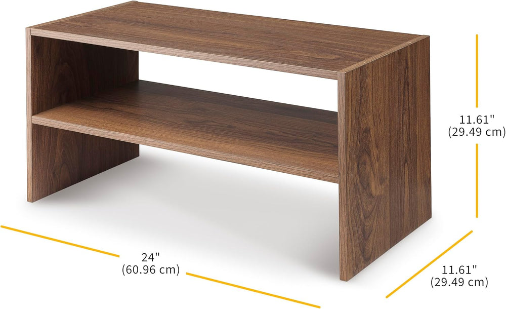 Whitmor Wood Stackable 2-Shelf Shoe Rack, Walnut, 24 inches,2 Pack