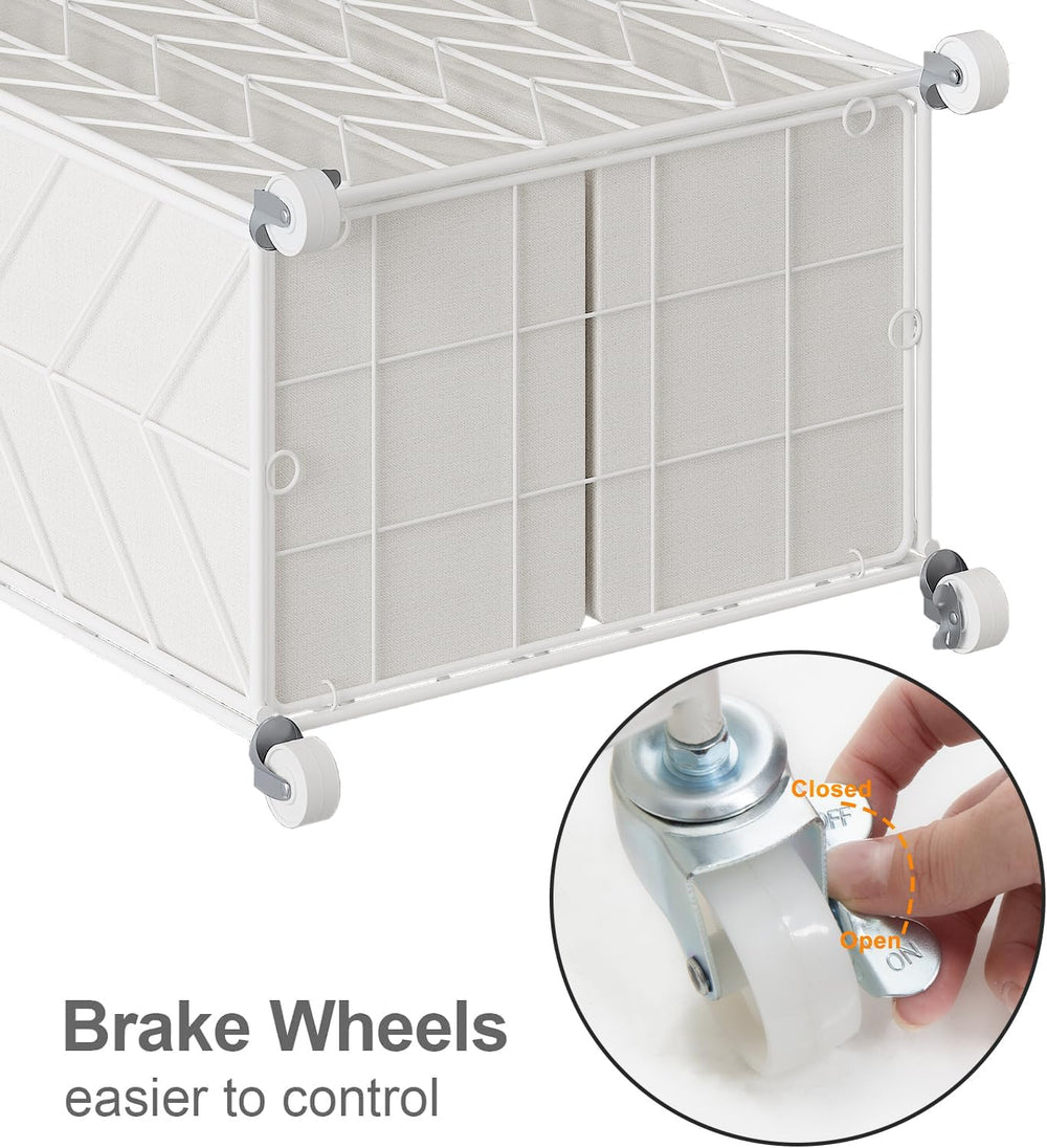 WOWLIVE Double Laundry Hamper with Lid, Rolling Laundry Basket with Wheels
