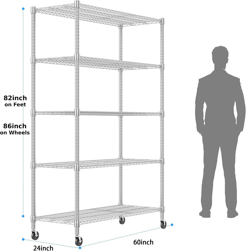Homdox 5 Tier Storage Racks and Shelving, 24"x60"x82" Heavy Du...