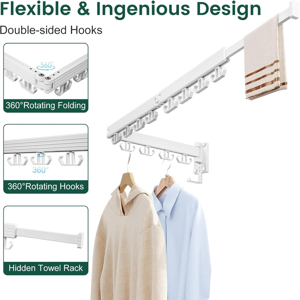 Kelisiting Wall Mounted Clothes Drying Rack, Laundry Drying Rack Wall Mount, ...