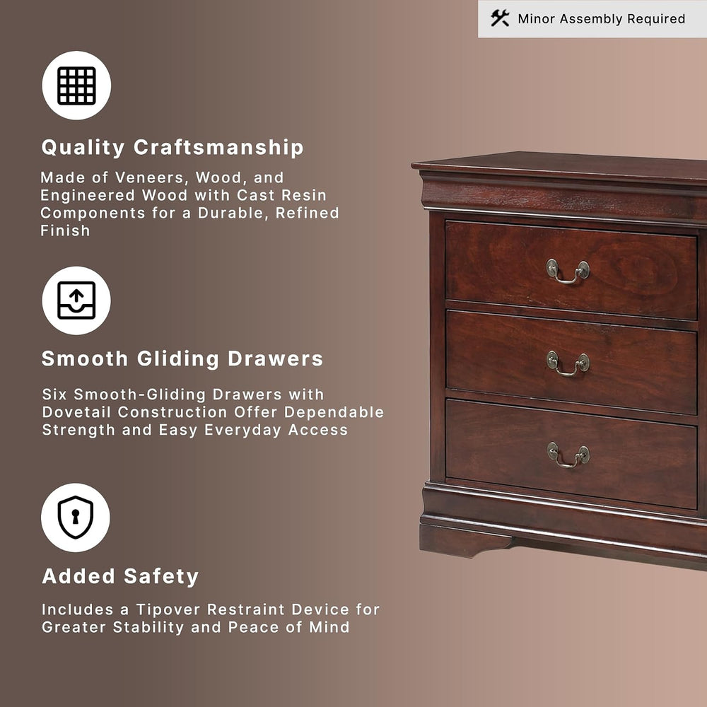 Signature Design by Ashley Alisdair 6 Drawer Bedroom Dresser, Dark Brown