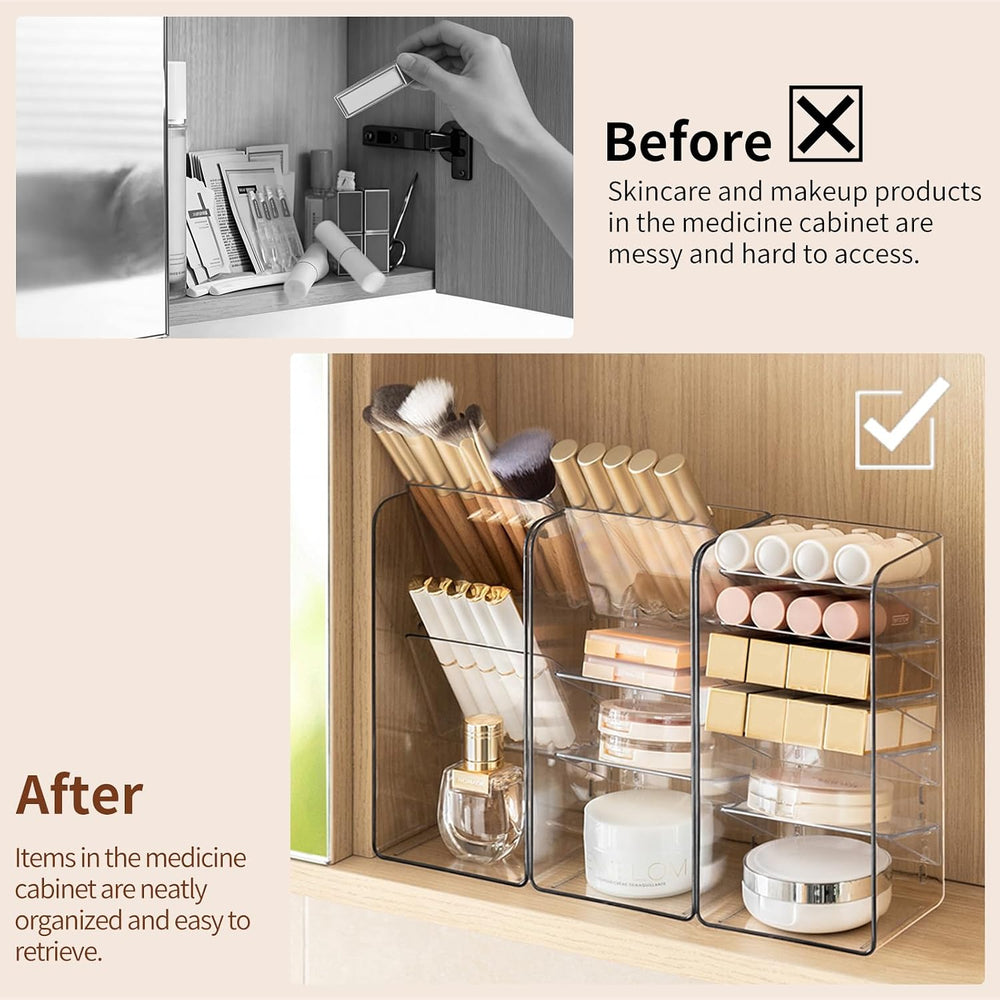 PAVSTINE 3 Pack Medicine Cabinet Organizer, Clear Open Storage Compartment