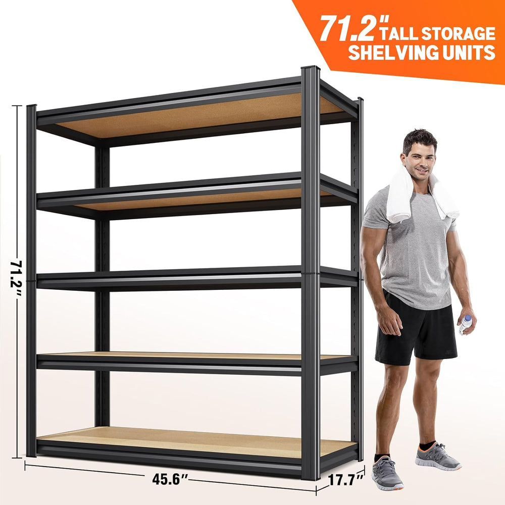 71.2''Heavy Duty Storage Shelves, 5-Tier Garage Shelving,Adjustable M...
