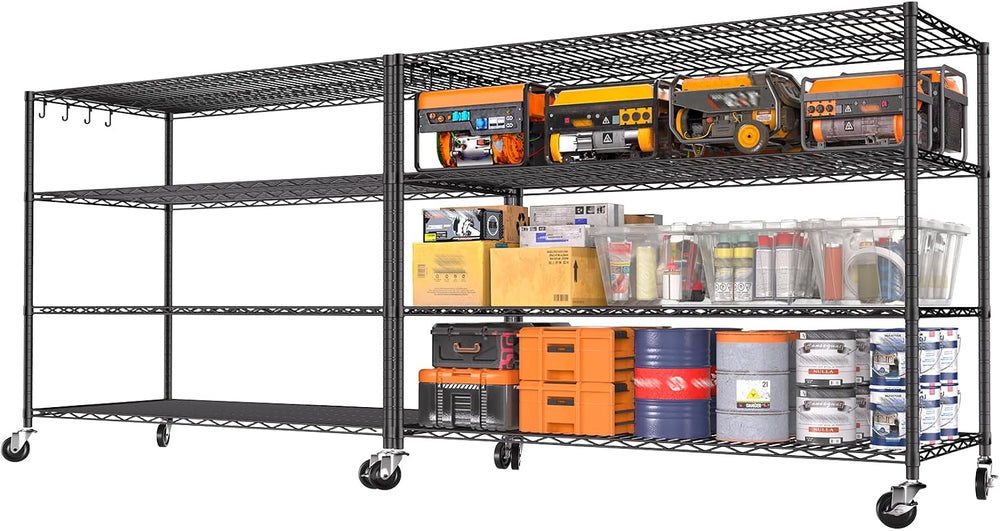 Heavy Duty Garage Shelving with Wheels: 55.5" W x 24" D x 81" ...