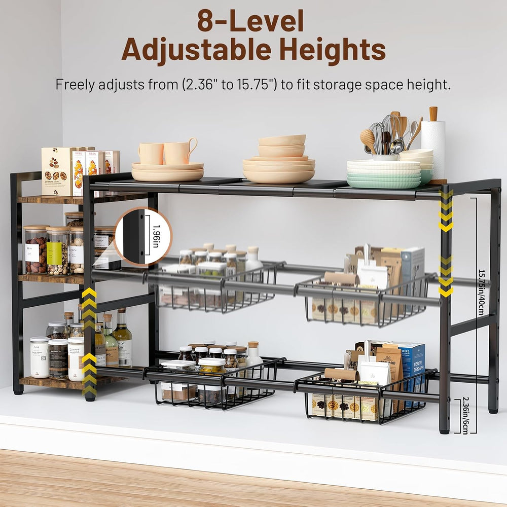 Housolution Expandable Under Sink Cabinet Organizer Rack and Storage Shelf