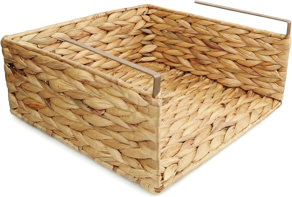 Under Desk Water Hyacinth Storage Baskets, Wicker Shelf Organizer Basket