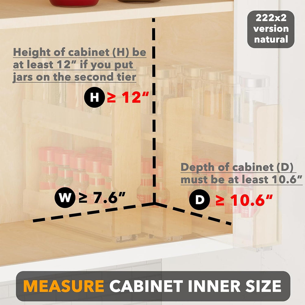 SpaceAid Bamboo Pull Out Spice Rack Organizer for Cabinet, Heavy Duty Slide O...