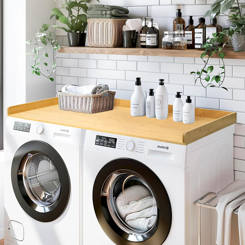 Gashell Bamboo Washer Dryer Countertop for Laundry Room Organization