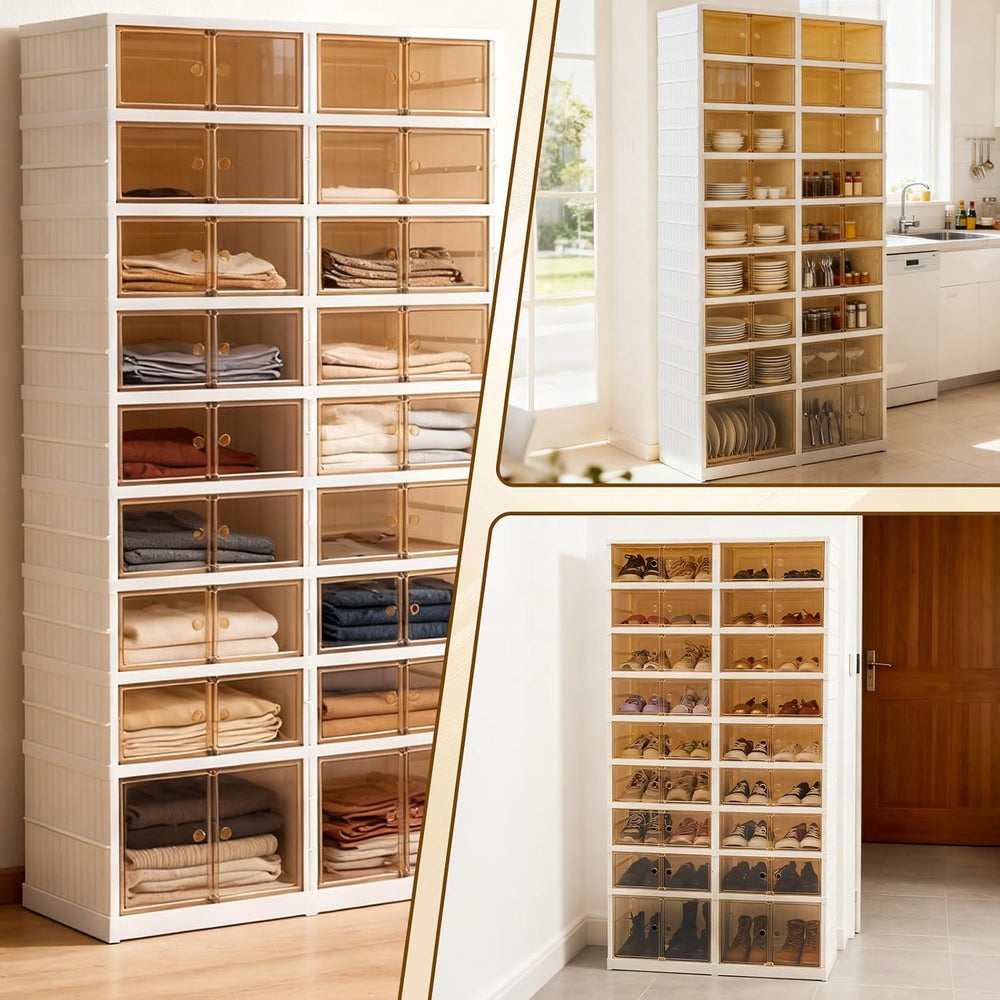 SAYMA 9 Tiers-36 Pairs Folding Shoe Rack Organizer Cabinet with Doors
